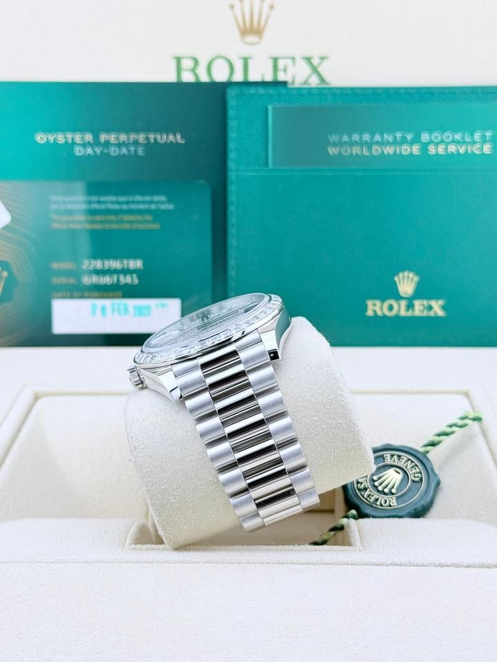 Rolex Day-Date 40 228396TBR Platinum Pave Diamond & Sapphire Dial