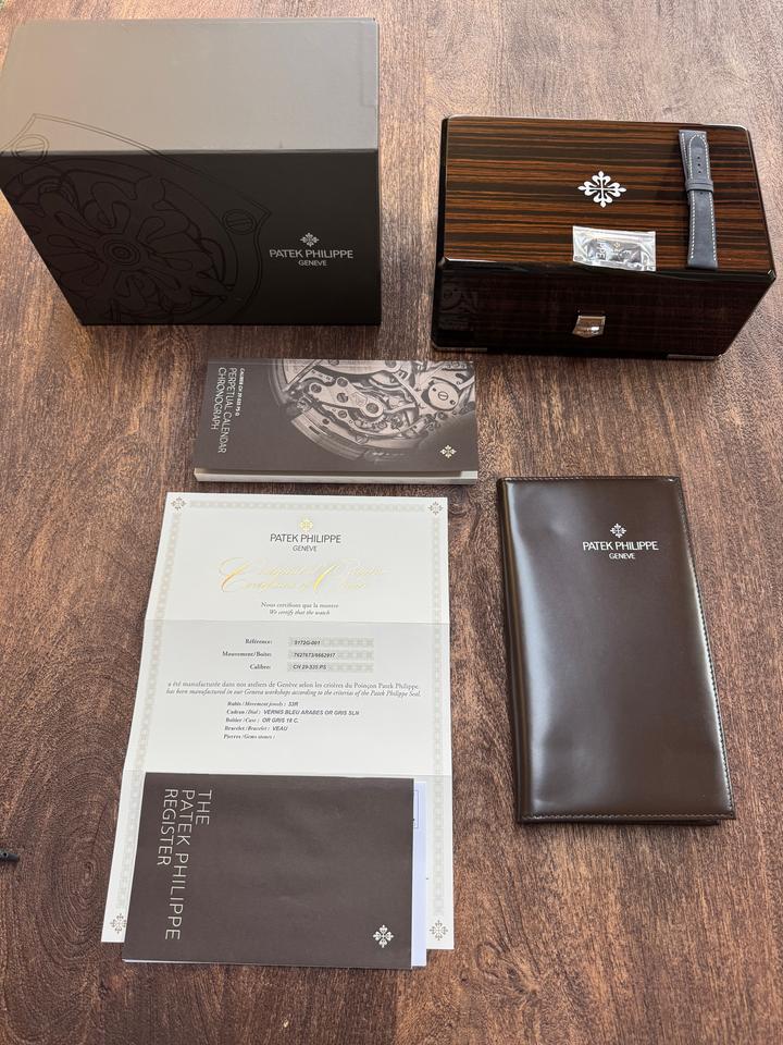 Patek Philippe Complications Annual Calendar Moon Phase White Gold Blue Dial
