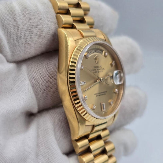 Rolex Day-Date 36 18K Yellow Gold Champagne Diamond Dial