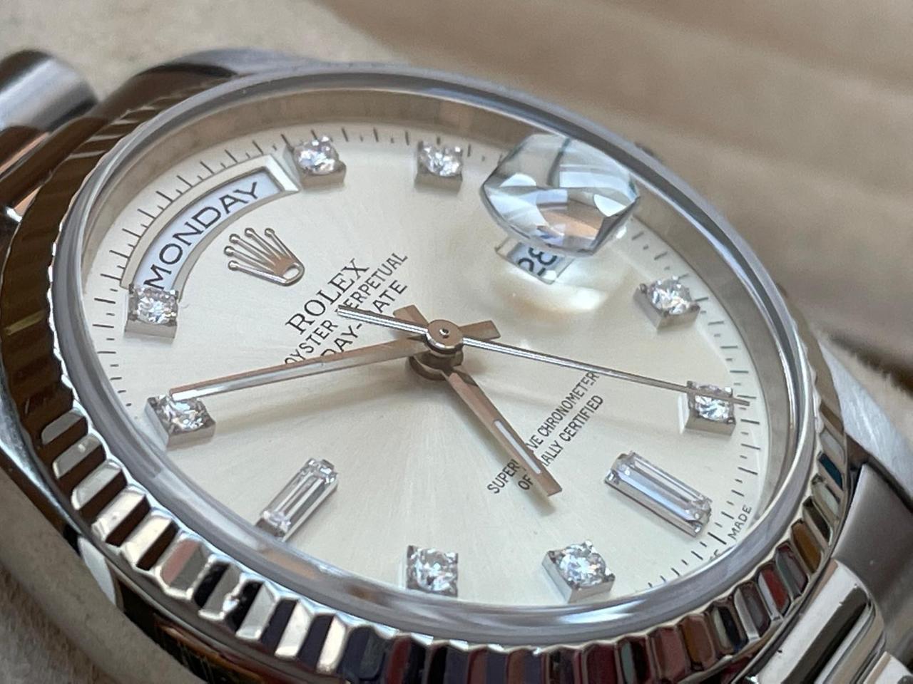 Rolex Day-Date 36 18239 18K White Gold Diamond Dial Full Set