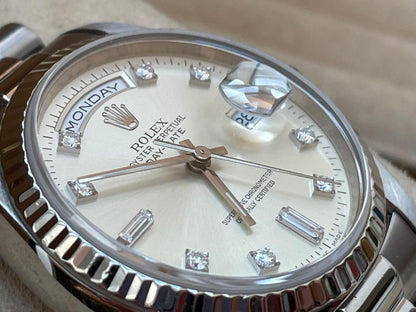 Rolex Day-Date 36 18239 18K White Gold Diamond Dial Full Set
