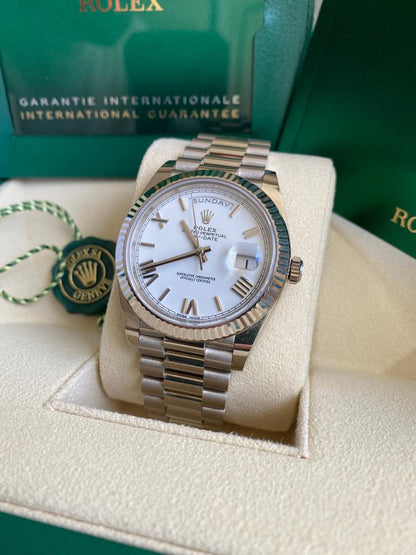 Rolex Day-Date 40 228239 18K White Gold White Roman Numeral Dial