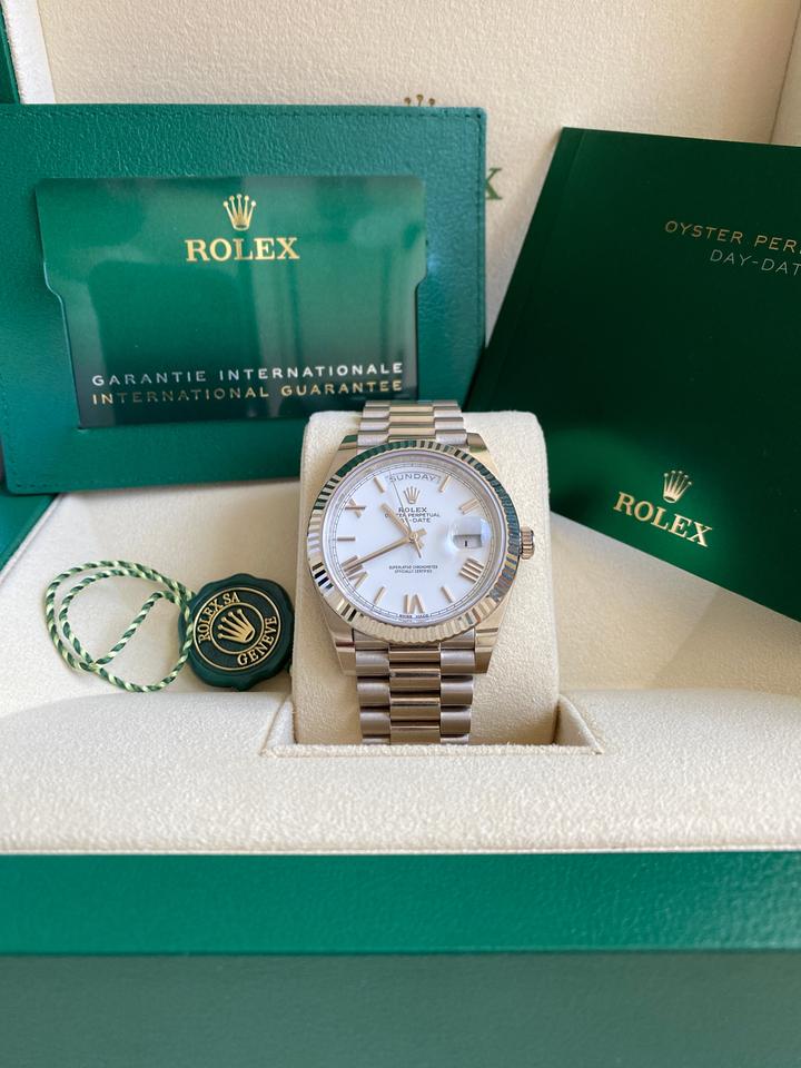 Rolex Day-Date 40 228239 18K White Gold White Roman Numeral Dial