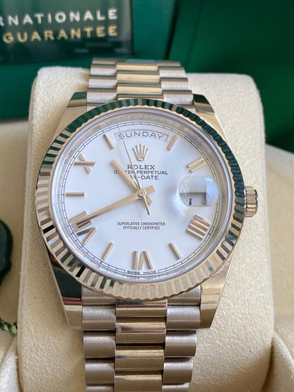 Rolex Day-Date 40 228239 18K White Gold White Roman Numeral Dial
