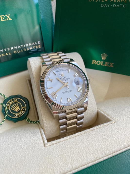 Rolex Day-Date 40 228239 18K White Gold White Roman Numeral Dial