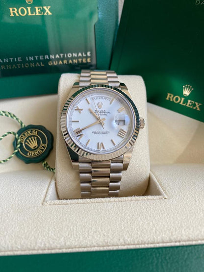 Rolex Day-Date 40 228239 18K White Gold White Roman Numeral Dial