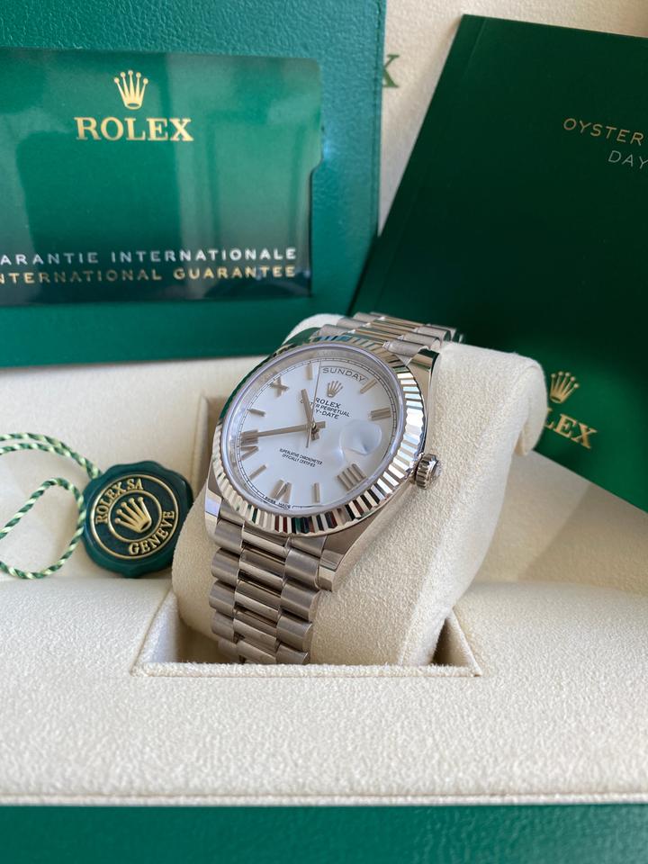 Rolex Day-Date 40 228239 18K White Gold White Roman Numeral Dial