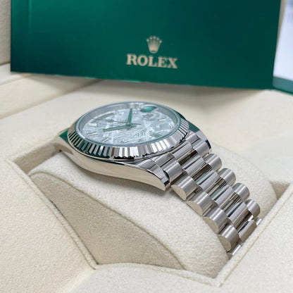 Rolex Day-Date 40 228239 White Gold Meteorite Diamond Baguette Dial