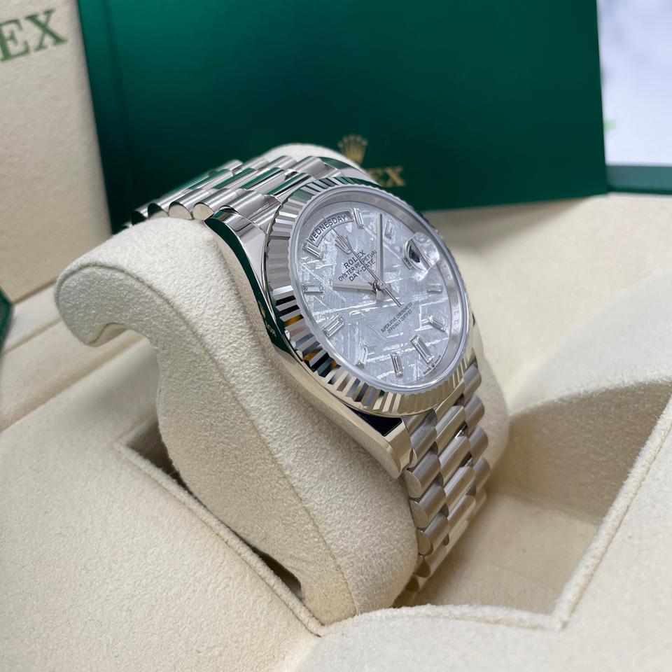 Rolex Day-Date 40 228239 White Gold Meteorite Diamond Baguette Dial