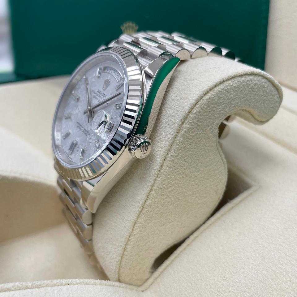 Rolex Day-Date 40 228239 White Gold Meteorite Diamond Baguette Dial