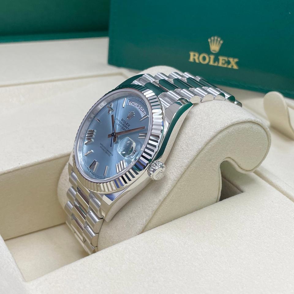 Rolex Day-Date 40 228236 Platinum Ice Blue Roman Numeral Dial