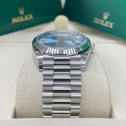 Rolex Day-Date 40 228236 Platinum Ice Blue Roman Numeral Dial