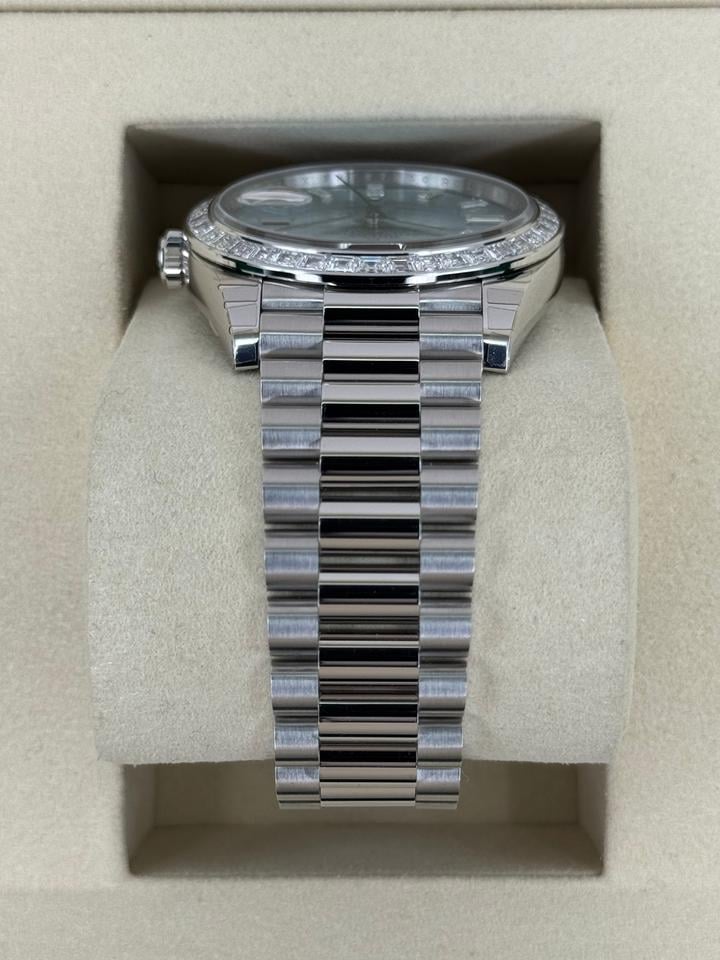 Rolex Day-Date 40 228396TBR Platinum Ice Blue Diamond Baguette Dial