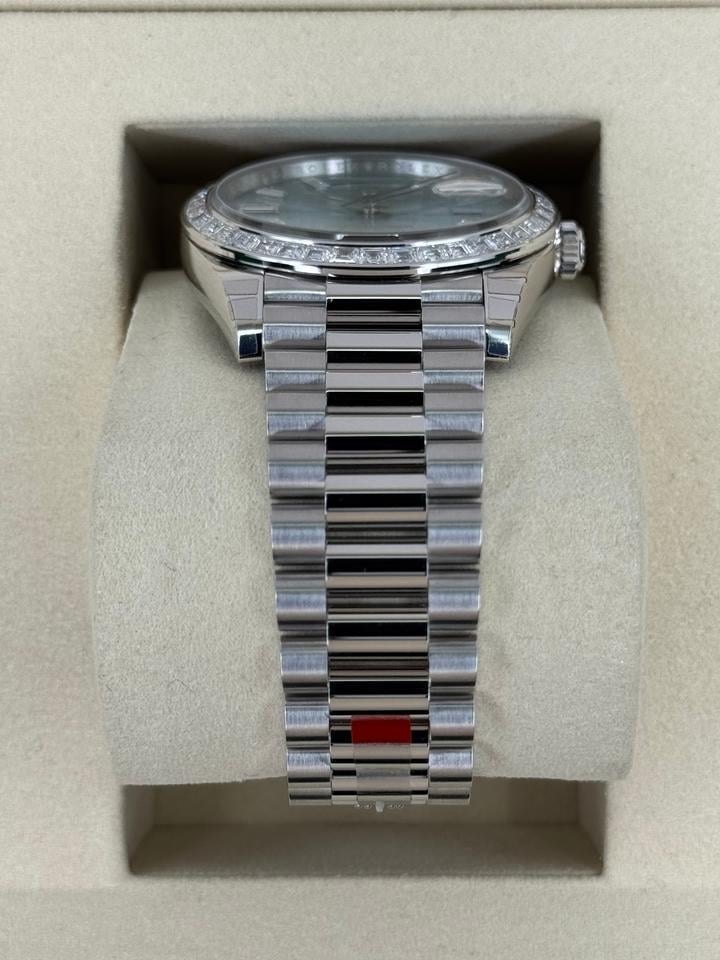 Rolex Day-Date 40 228396TBR Platinum Ice Blue Diamond Baguette Dial