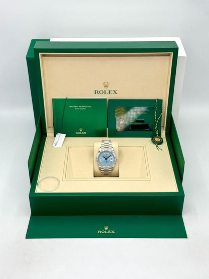 Rolex Day-Date 40 228396TBR Platinum Ice Blue Diamond Baguette Dial