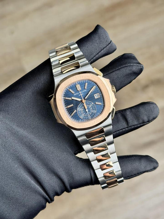 Patek Philippe Nautilus Chronograph 5980/1AR Blue Dial Rose Gold & Steel