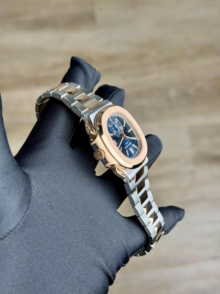 Patek Philippe Nautilus Chronograph 5980/1AR Blue Dial Rose Gold & Steel
