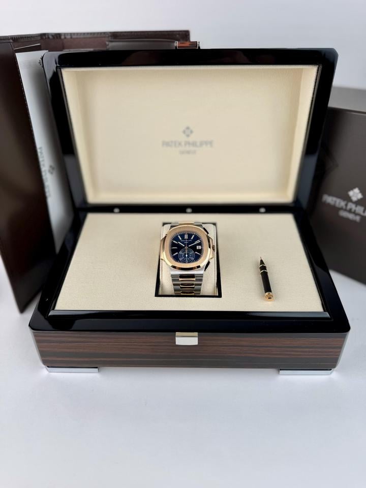 Patek Philippe Nautilus Chronograph 5980/1AR Blue Dial Rose Gold & Steel