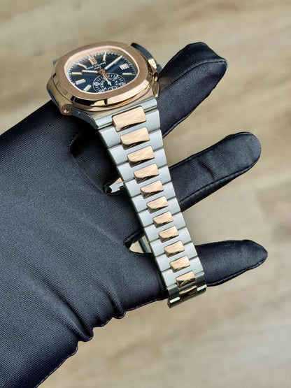 Patek Philippe Nautilus Chronograph 5980/1AR Blue Dial Rose Gold & Steel