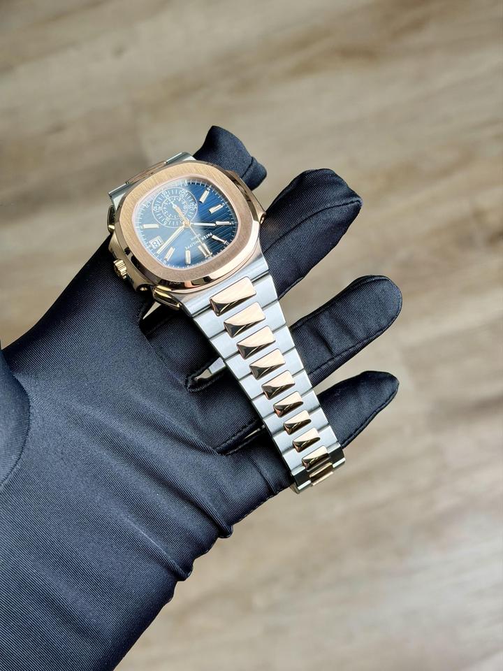 Patek Philippe Nautilus Chronograph 5980/1AR Blue Dial Rose Gold & Steel
