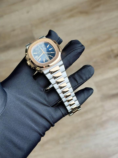 Patek Philippe Nautilus Chronograph 5980/1AR Blue Dial Rose Gold & Steel