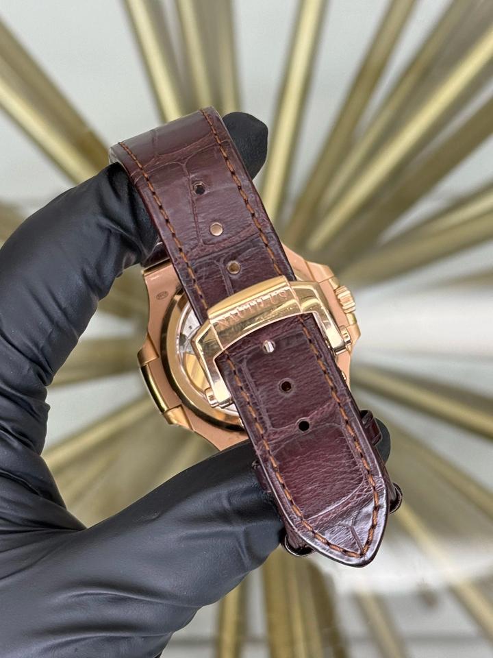 Patek Philippe Nautilus 5712R-001 Rose Gold Brown Dial Leather Strap