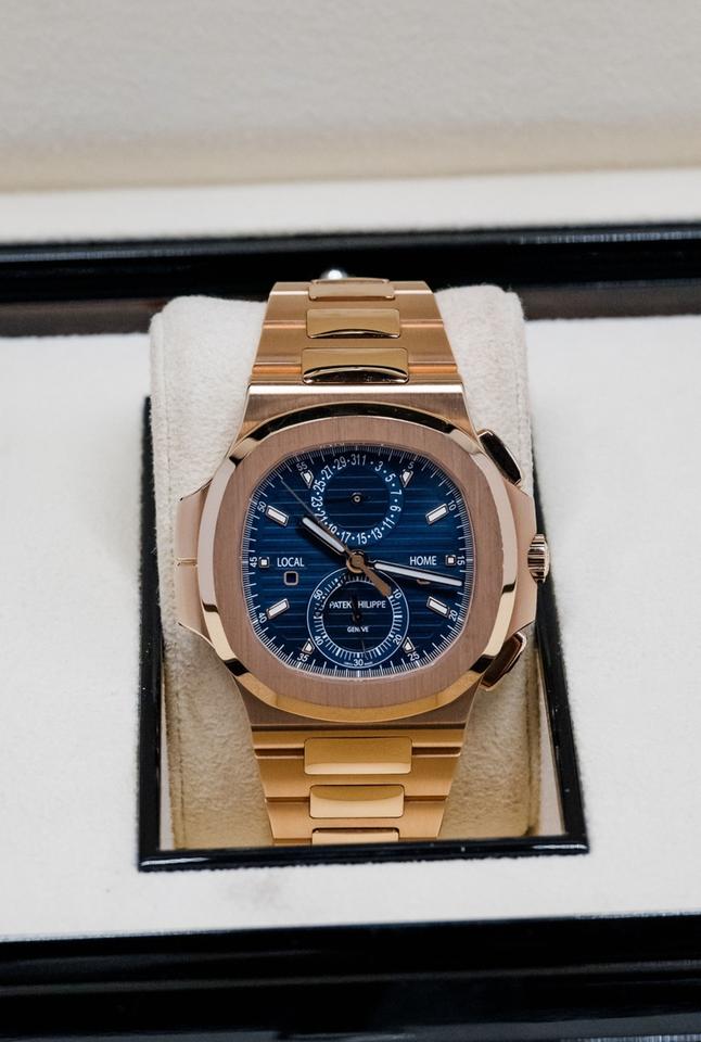Patek Philippe Nautilus Travel Time Rose Gold Blue Dial