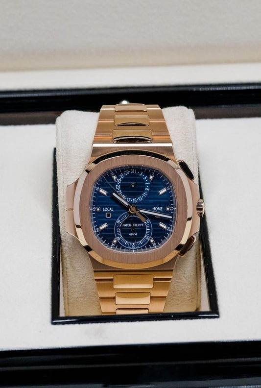 Patek Philippe Nautilus Travel Time Rose Gold Blue Dial