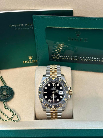 Rolex GMT-Master II 40mm Two-Tone Yellow Gold Black Dial Jubilee