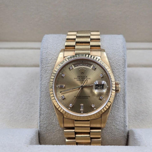 Rolex Day-Date 36 18K Yellow Gold Champagne Diamond Dial