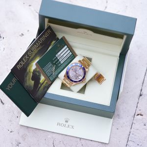 Rolex Submariner Date 16618 Slate Serti Dial 18K Yellow Gold