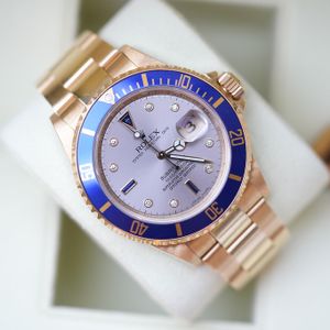 Rolex Submariner Date 16618 Slate Serti Dial 18K Yellow Gold