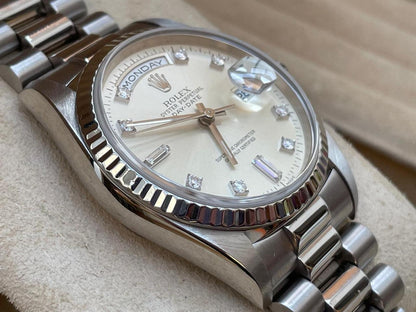 Rolex Day-Date 36 18239 18K White Gold Diamond Dial Full Set