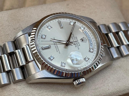 Rolex Day-Date 36 18239 18K White Gold Diamond Dial Full Set