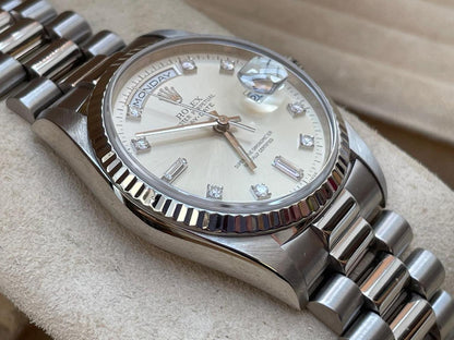 Rolex Day-Date 36 18239 18K White Gold Diamond Dial Full Set