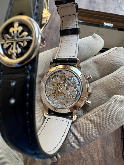 Patek Philippe Complications Annual Calendar Moon Phase White Gold Blue Dial