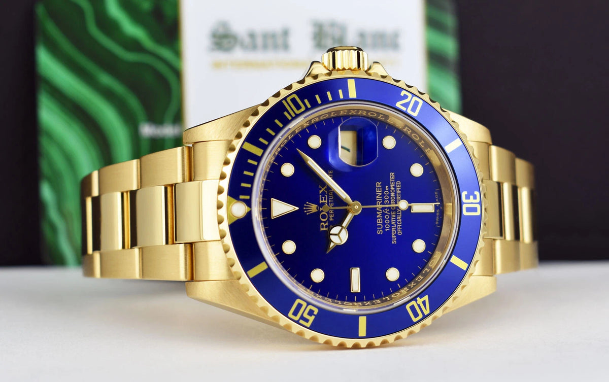 Rolex Submariner Date 16618 18K Yellow Gold Blue Dial
