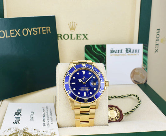 Rolex Submariner Date 16618 18K Yellow Gold Blue Dial