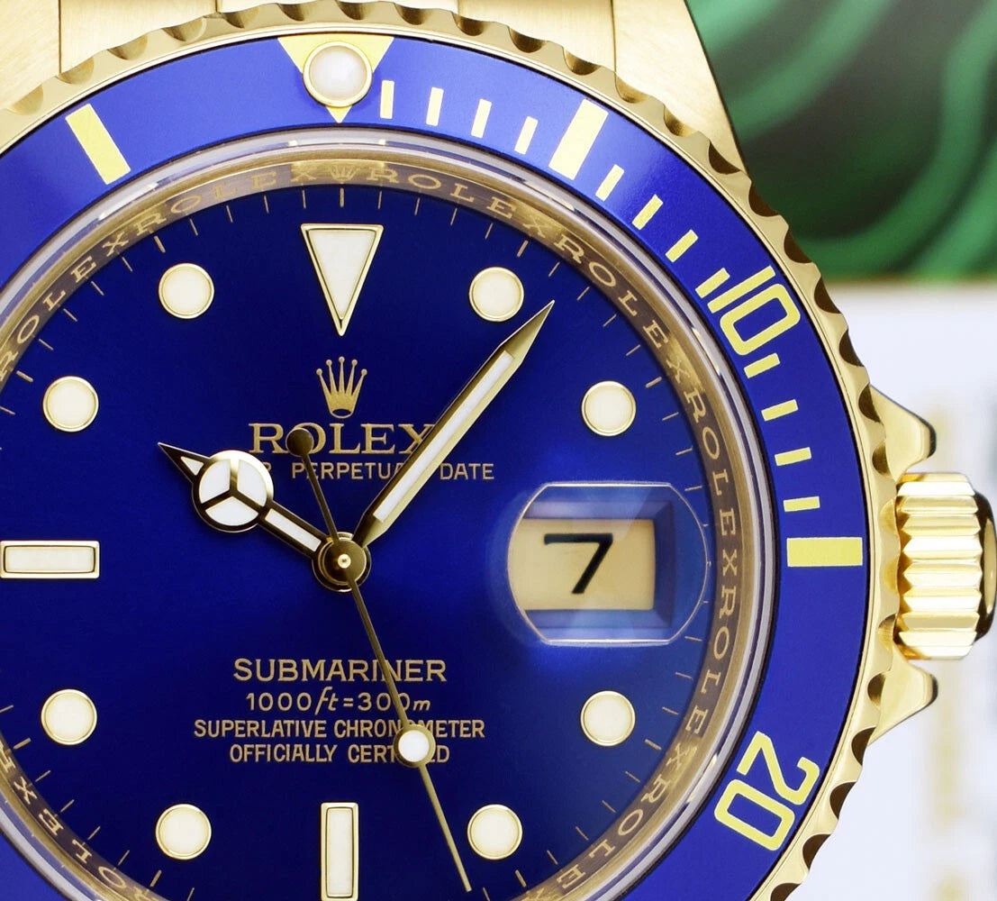 Rolex Submariner Date 16618 18K Yellow Gold Blue Dial