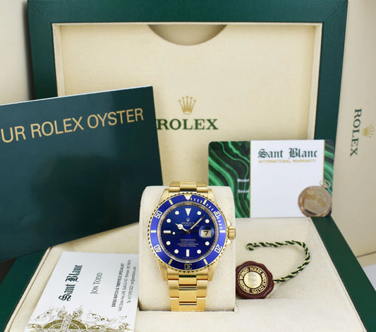 Rolex Submariner Date 16618 18K Yellow Gold Blue Dial