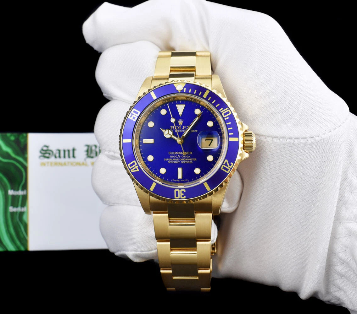 Rolex Submariner Date 16618 18K Yellow Gold Blue Dial