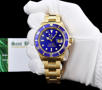 Rolex Submariner Date 16618 18K Yellow Gold Blue Dial