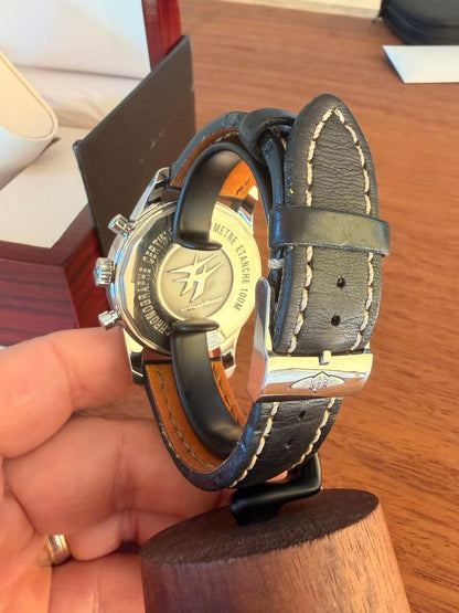 Breitling Transocean Chronograph Unitime UB0510 Steel & 18K Rose Gold Black Dial